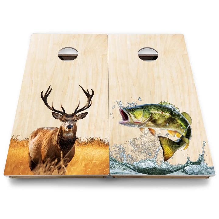 Colorful Deer & Fish Cornhole Boards - Backyard Series