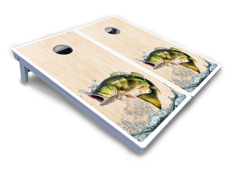 Waterproof - Natural Deer & Fish Design Options - All Weather Boards "Outdoor Solution" 18mm(3/4")Direct UV Printed - Regulation 2' by 4' Cornhole Boards (Set of 2 Boards) Double Thick Legs, with Leg Brace & Dual Support Braces!