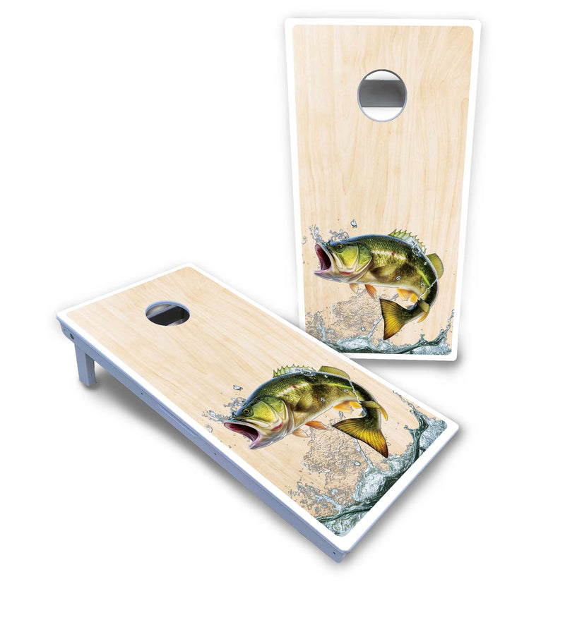 Waterproof - Natural Deer & Fish Design Options - All Weather Boards "Outdoor Solution" 18mm(3/4")Direct UV Printed - Regulation 2' by 4' Cornhole Boards (Set of 2 Boards) Double Thick Legs, with Leg Brace & Dual Support Braces!