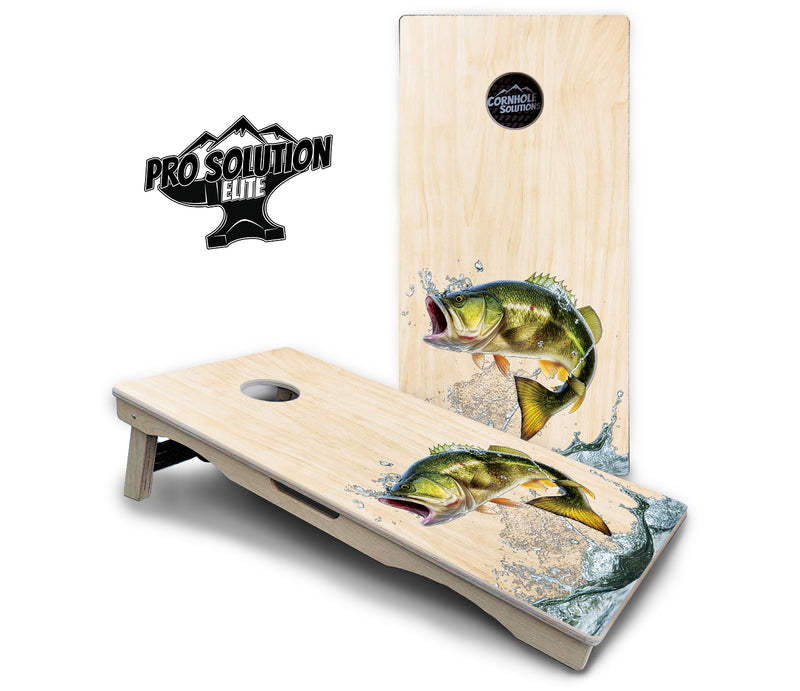 Pro Solution Elite - Natural Deer & Fish Design Options - Professional Tournament Cornhole Boards 3/4" Baltic Birch - Zero Bounce Zero Movement Vertical Interlocking Braces for Extra Weight & Stability +Double Thick Legs +Airmail Blocker