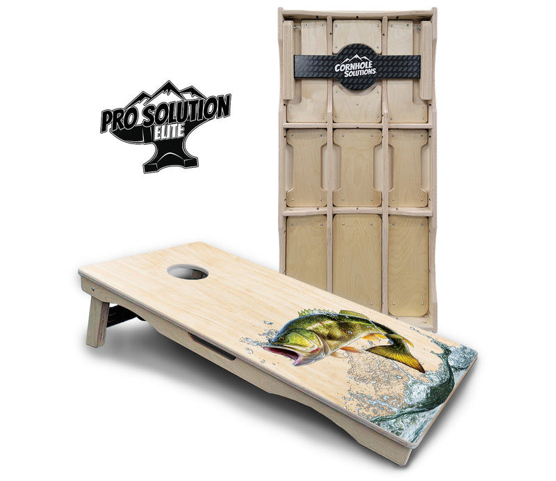 Pro Solution Elite - Natural Deer & Fish Design Options - Professional Tournament Cornhole Boards 3/4" Baltic Birch - Zero Bounce Zero Movement Vertical Interlocking Braces for Extra Weight & Stability +Double Thick Legs +Airmail Blocker