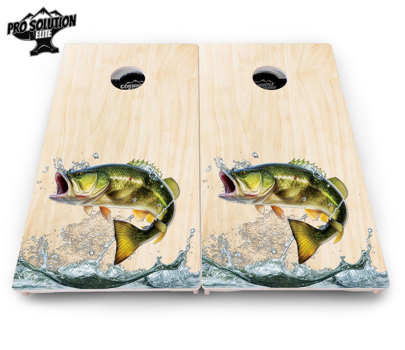 Pro Solution Elite - Natural Deer & Fish Design Options - Professional Tournament Cornhole Boards 3/4" Baltic Birch - Zero Bounce Zero Movement Vertical Interlocking Braces for Extra Weight & Stability +Double Thick Legs +Airmail Blocker