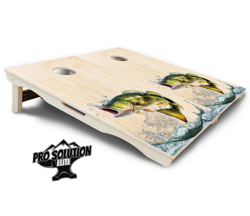 Pro Solution Elite - Natural Deer & Fish Design Options - Professional Tournament Cornhole Boards 3/4" Baltic Birch - Zero Bounce Zero Movement Vertical Interlocking Braces for Extra Weight & Stability +Double Thick Legs +Airmail Blocker