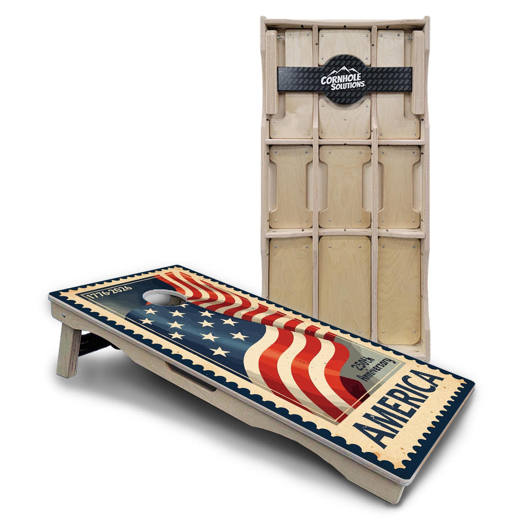 America Stamp Collection Cornhole Boards – UV Printed, Professional UV Clear Coat, 3/4" Baltic Birch, Pro Lite or Pro Elite