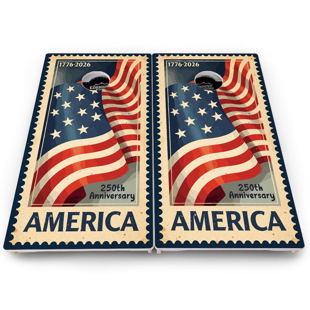 America Stamp Collection Cornhole Boards – UV Printed, Professional UV Clear Coat, 3/4" Baltic Birch, Pro Lite or Pro Elite