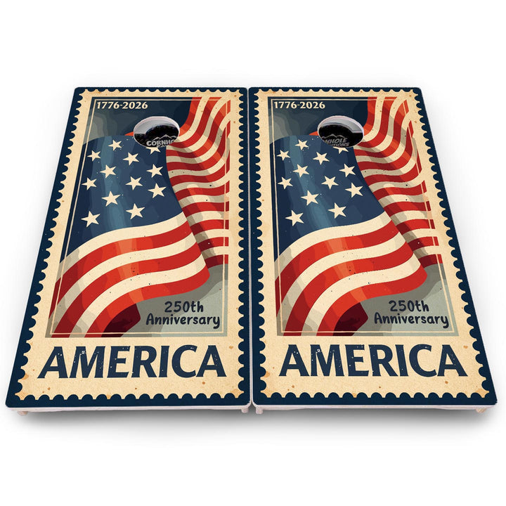 America Stamp Collection Cornhole Boards – UV Printed, Professional UV Clear Coat, 3/4" Baltic Birch, Pro Lite or Pro Elite