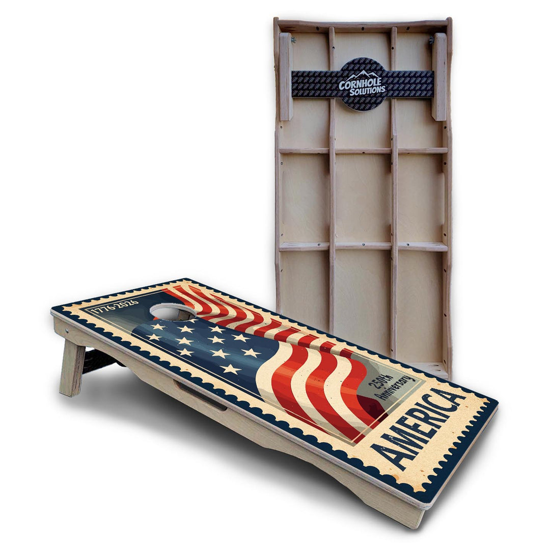 America Stamp Collection Cornhole Boards – UV Printed, Professional UV Clear Coat, 3/4" Baltic Birch, Pro Lite or Pro Elite