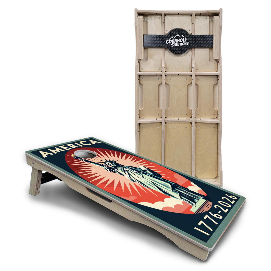America Stamp Collection Cornhole Boards – UV Printed, Professional UV Clear Coat, 3/4" Baltic Birch, Pro Lite or Pro Elite