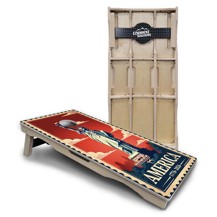 America Stamp Collection Cornhole Boards – UV Printed, Professional UV Clear Coat, 3/4" Baltic Birch, Pro Lite or Pro Elite