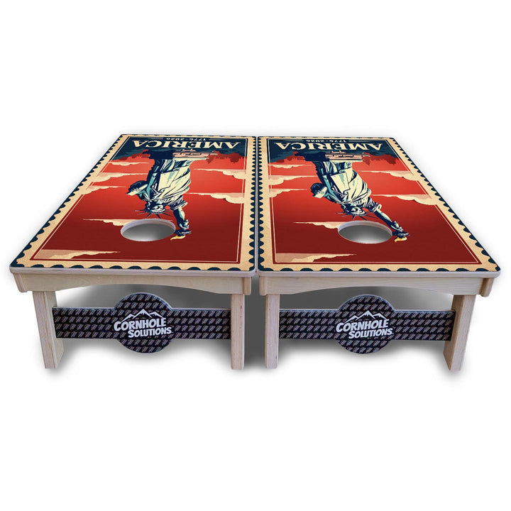 America Stamp Collection Cornhole Boards – UV Printed, Professional UV Clear Coat, 3/4" Baltic Birch, Pro Lite or Pro Elite
