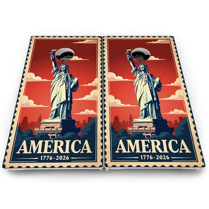 America Stamp Collection Cornhole Boards – UV Printed, Professional UV Clear Coat, 3/4" Baltic Birch, Pro Lite or Pro Elite