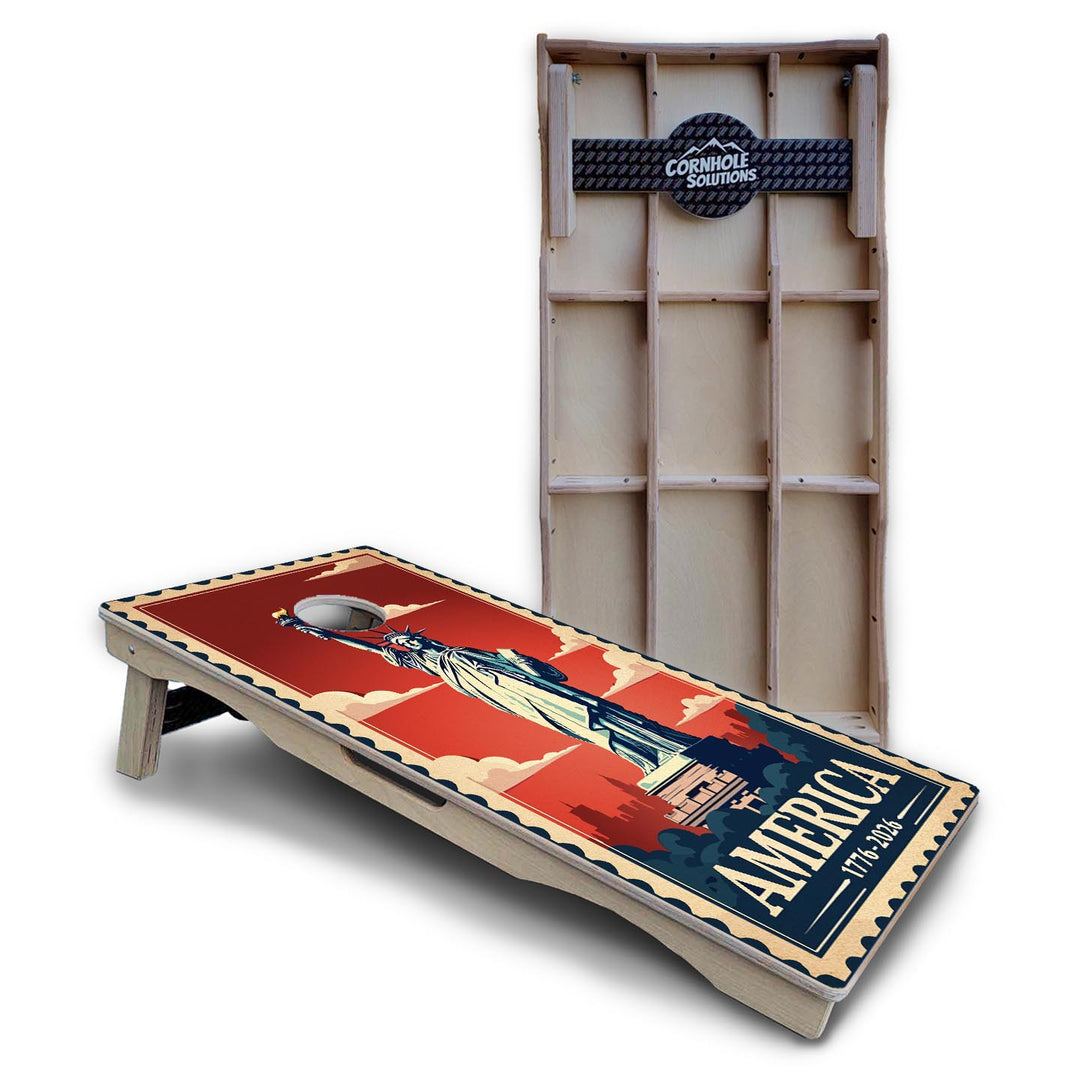 America Stamp Collection Cornhole Boards – UV Printed, Professional UV Clear Coat, 3/4" Baltic Birch, Pro Lite or Pro Elite