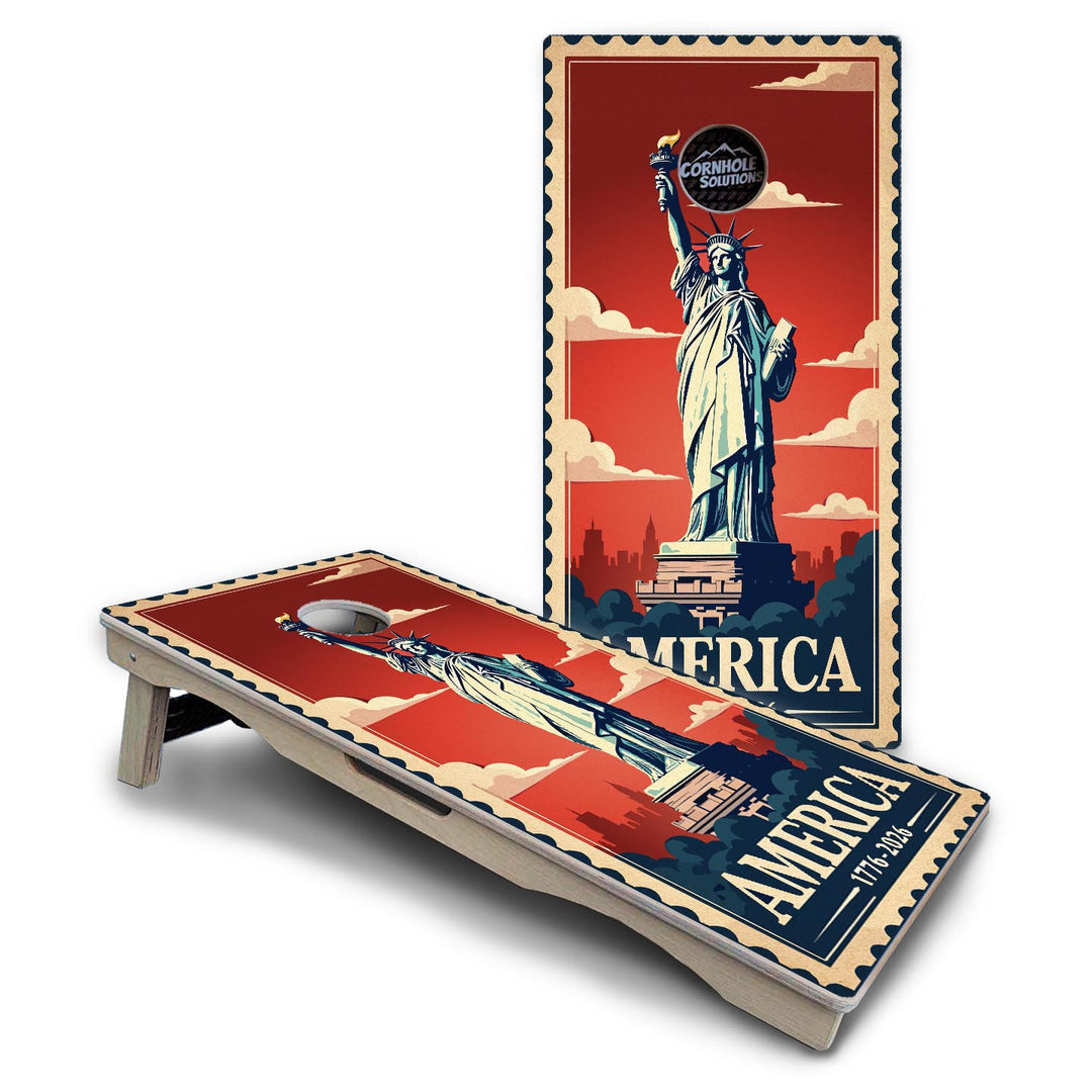 America Stamp Collection Cornhole Boards – UV Printed, Professional UV Clear Coat, 3/4" Baltic Birch, Pro Lite or Pro Elite