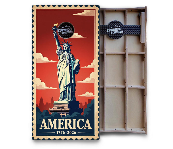 America Stamp Collection Cornhole Boards – UV Printed, Professional UV Clear Coat, 3/4" Baltic Birch, Pro Lite or Pro Elite