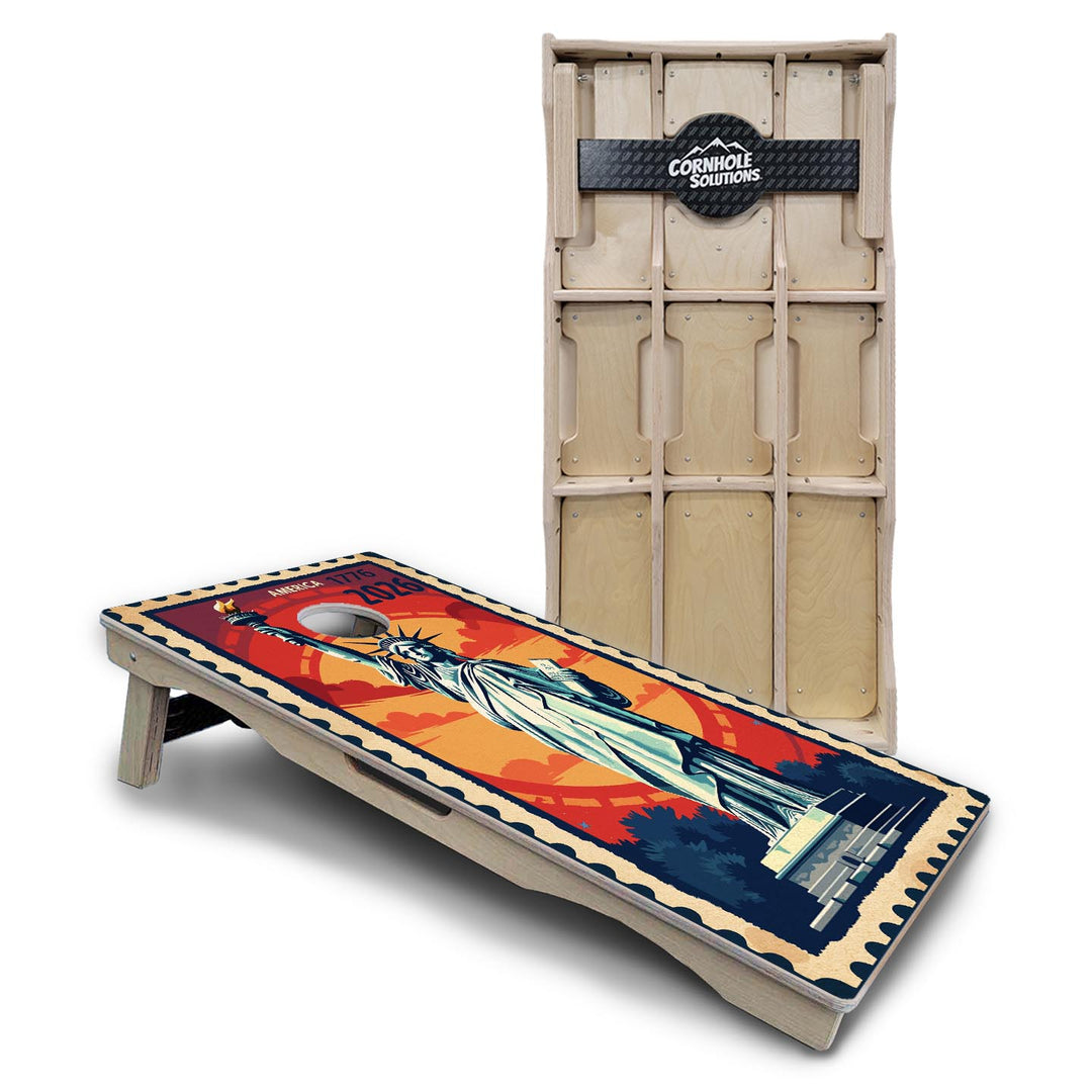 America Stamp Collection Cornhole Boards – UV Printed, Professional UV Clear Coat, 3/4" Baltic Birch, Pro Lite or Pro Elite