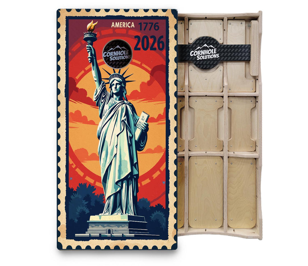 America Stamp Collection Cornhole Boards – UV Printed, Professional UV Clear Coat, 3/4" Baltic Birch, Pro Lite or Pro Elite