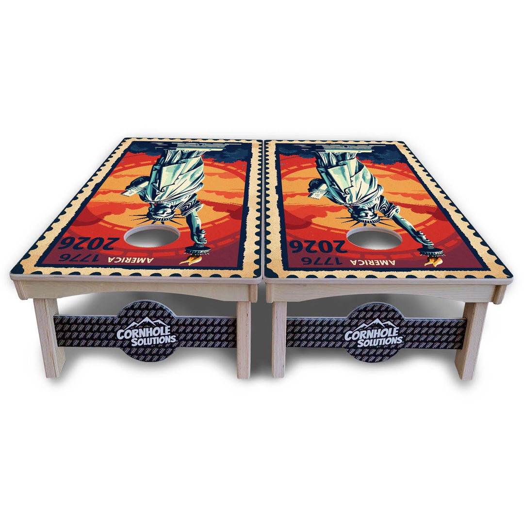 America Stamp Collection Cornhole Boards – UV Printed, Professional UV Clear Coat, 3/4" Baltic Birch, Pro Lite or Pro Elite