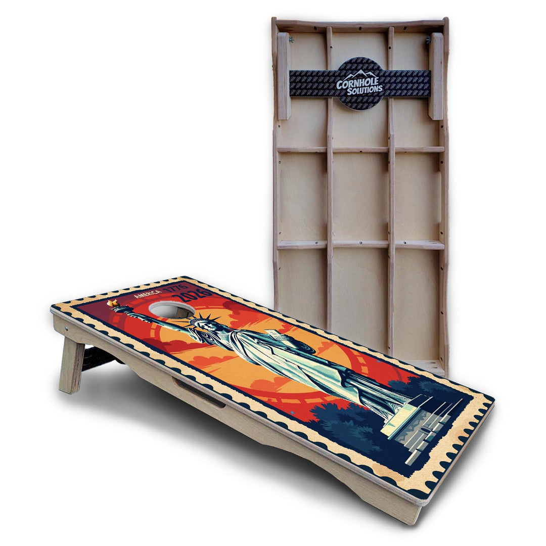 America Stamp Collection Cornhole Boards – UV Printed, Professional UV Clear Coat, 3/4" Baltic Birch, Pro Lite or Pro Elite