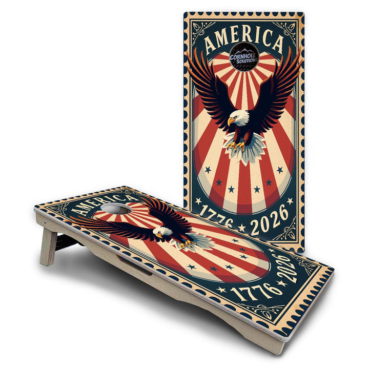 America Stamp Collection Cornhole Boards – UV Printed, Professional UV Clear Coat, 3/4" Baltic Birch, Pro Lite or Pro Elite