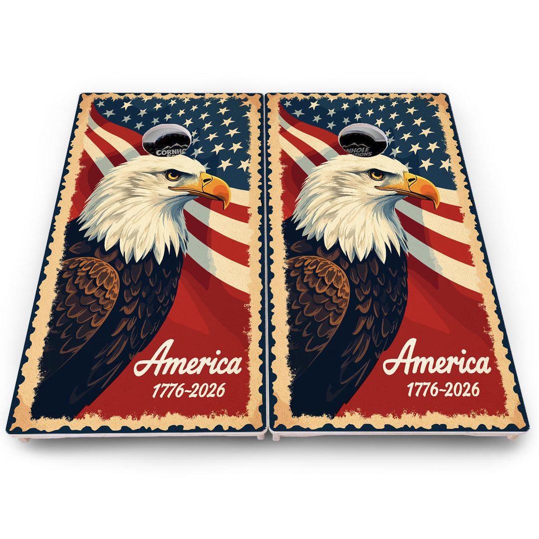 America Stamp Collection Cornhole Boards – UV Printed, Professional UV Clear Coat, 3/4" Baltic Birch, Pro Lite or Pro Elite
