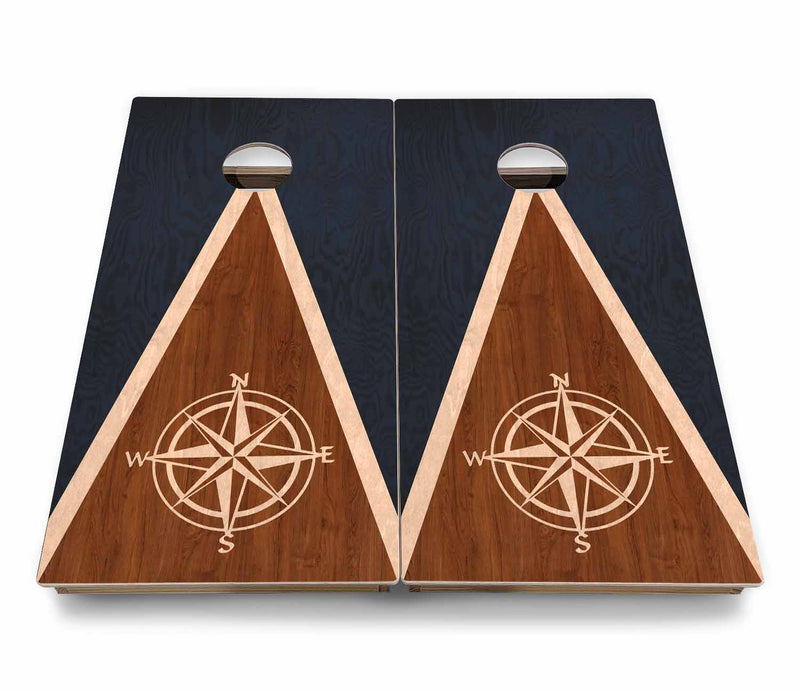 Backyard Solution Boards - Compass - Regulation 2'x4' Boards - 15mm Baltic Birch Tops - Solid Wood Frames + Folding Legs w/Brace + (1) Support Brace + UV Direct Print + UV Clear Coat