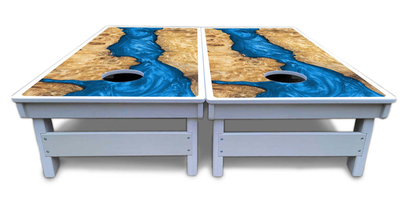 Waterproof - Epoxy Design Options (not actual epoxy) - All Weather Boards "Outdoor Solution" 18mm(3/4")Direct UV Printed - Regulation 2' by 4' Cornhole Boards (Set of 2 Boards) Double Thick Legs, with Leg Brace & Dual Support Braces!