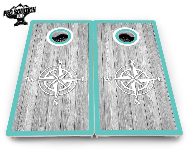 Pro Solution Elite - Anchor & Compass Design Options - Professional Tournament Cornhole Boards 3/4" Baltic Birch - Zero Bounce Zero Movement Vertical Interlocking Braces for Extra Weight & Stability +Double Thick Legs +Airmail Blocker