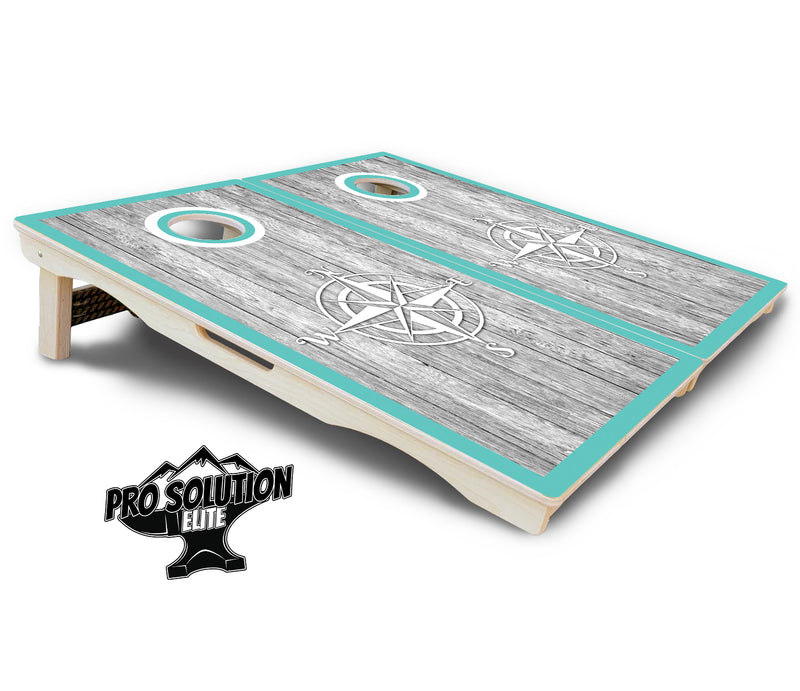 Pro Solution Elite - Anchor & Compass Design Options - Professional Tournament Cornhole Boards 3/4" Baltic Birch - Zero Bounce Zero Movement Vertical Interlocking Braces for Extra Weight & Stability +Double Thick Legs +Airmail Blocker