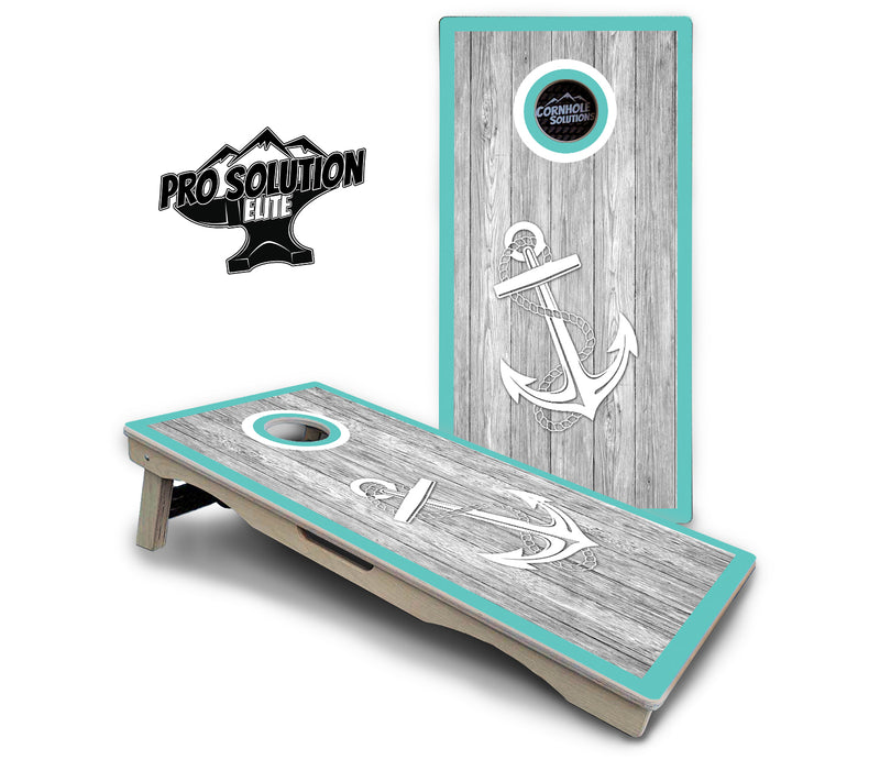 Pro Solution Elite - Anchor & Compass Design Options - Professional Tournament Cornhole Boards 3/4" Baltic Birch - Zero Bounce Zero Movement Vertical Interlocking Braces for Extra Weight & Stability +Double Thick Legs +Airmail Blocker