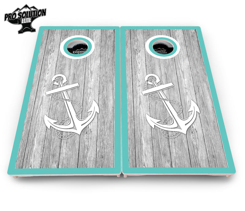 Pro Solution Elite - Anchor & Compass Design Options - Professional Tournament Cornhole Boards 3/4" Baltic Birch - Zero Bounce Zero Movement Vertical Interlocking Braces for Extra Weight & Stability +Double Thick Legs +Airmail Blocker