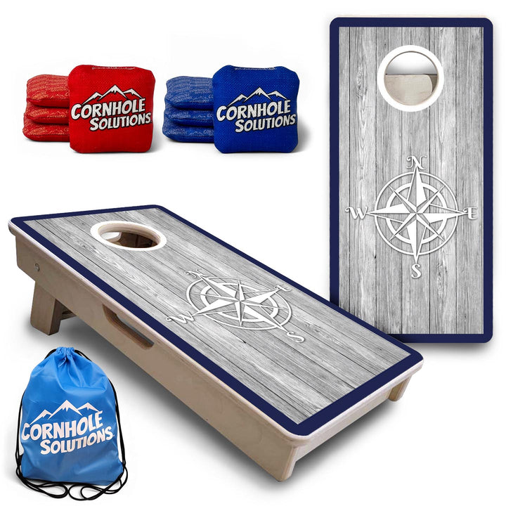 Coastal Compass Navy - Mini or Vacation Size Cornhole Boards