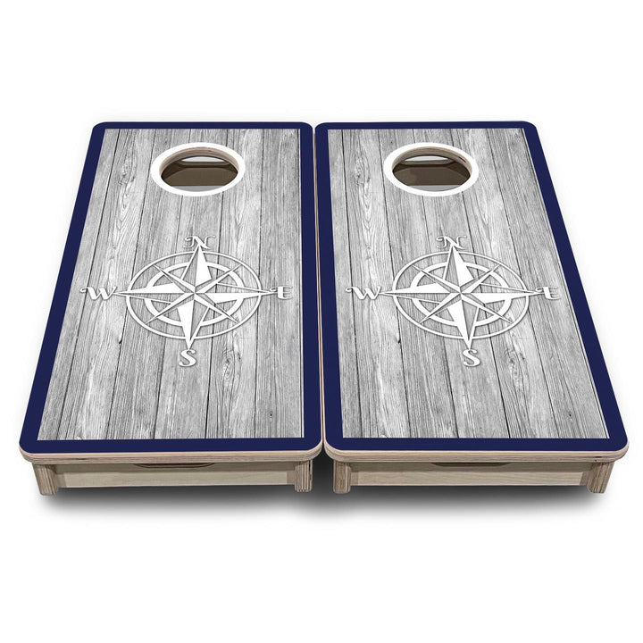 Coastal Compass Navy - Mini or Vacation Size Cornhole Boards