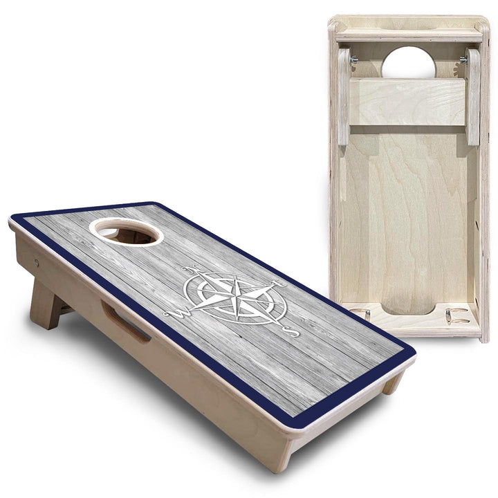 Coastal Compass Navy - Mini or Vacation Size Cornhole Boards