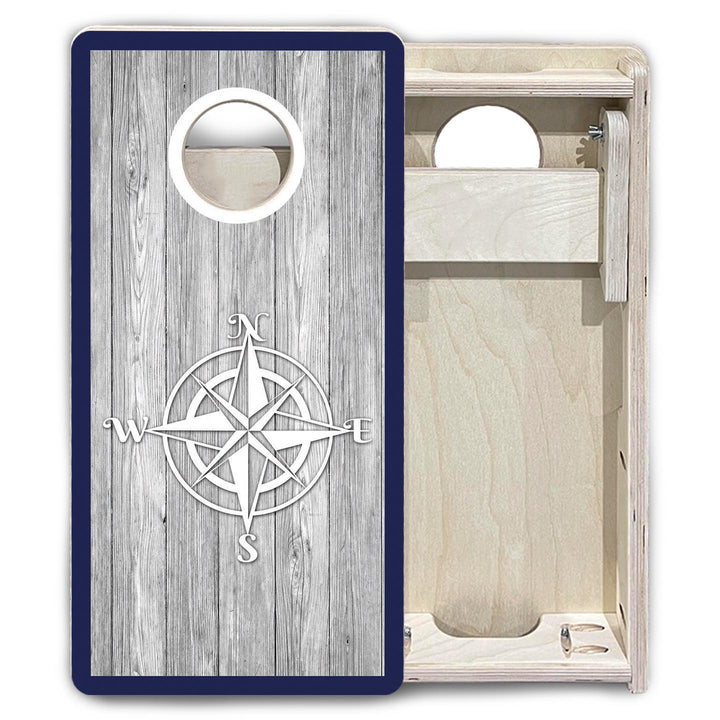 Coastal Compass Navy - Mini or Vacation Size Cornhole Boards