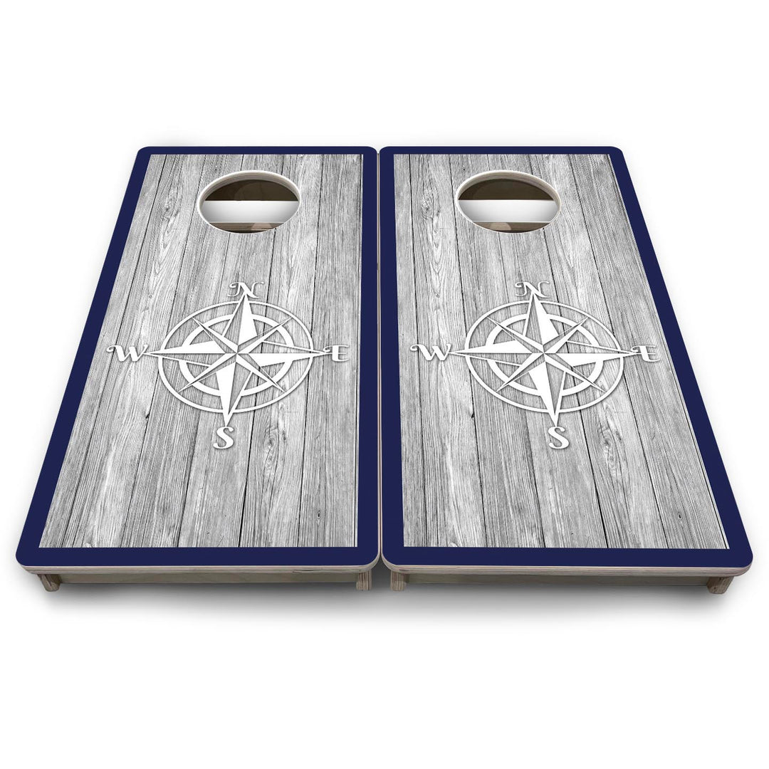 Coastal Compass Navy - Mini or Vacation Size Cornhole Boards