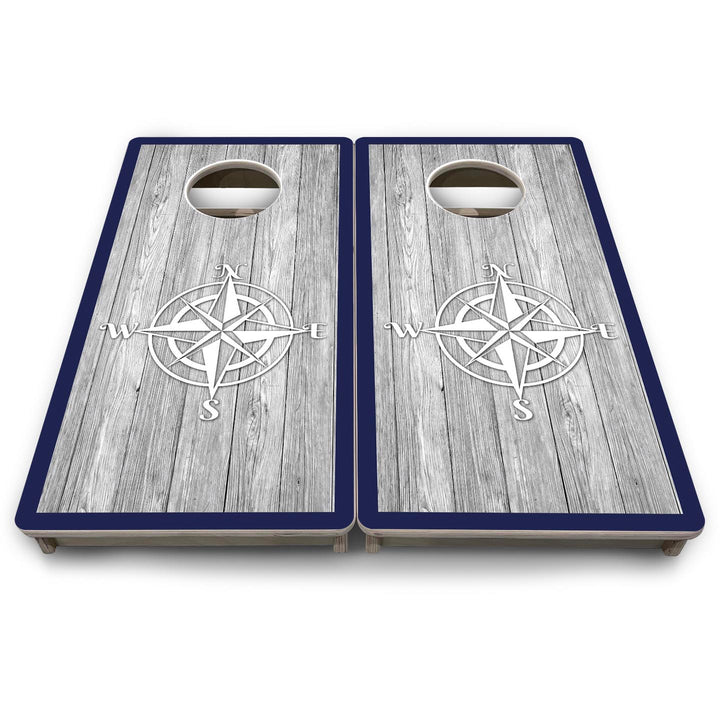 Coastal Compass Navy - Mini or Vacation Size Cornhole Boards