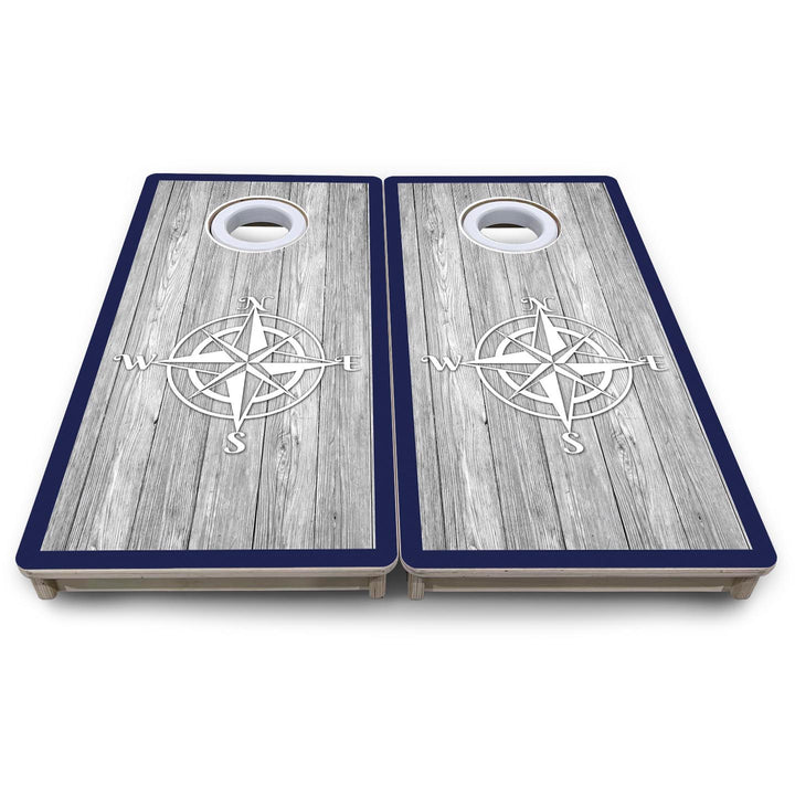 Coastal Compass Navy - Mini or Vacation Size Cornhole Boards
