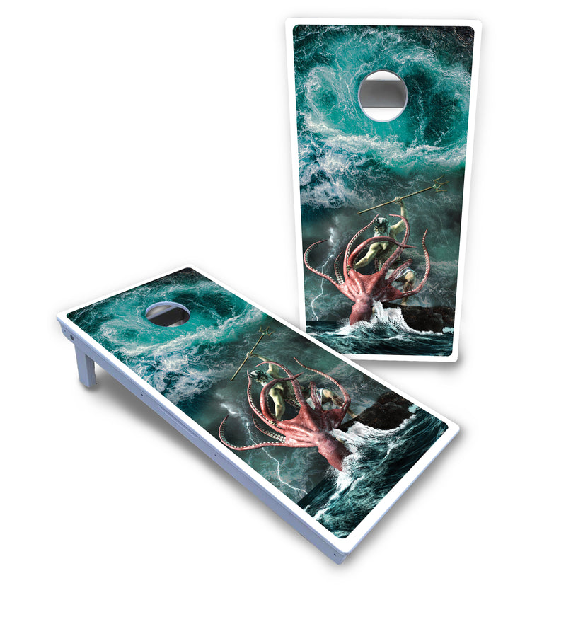 Waterproof - Greek Mythology Design Options - All Weather Boards "Outdoor Solution" 18mm(3/4")Direct UV Printed - Regulation 2' by 4' Cornhole Boards (Set of 2 Boards) Double Thick Legs, with Leg Brace & Dual Support Braces!