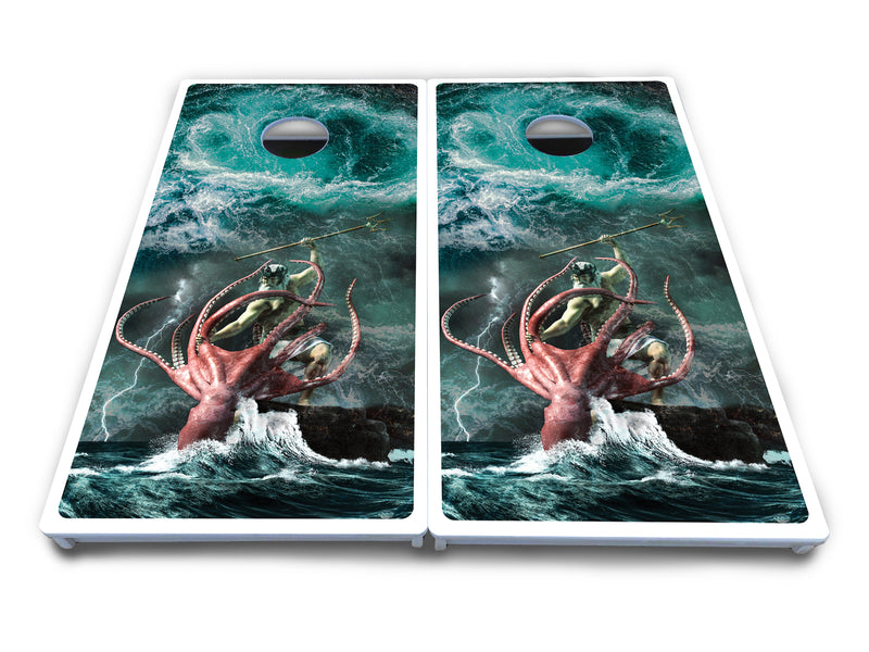 Waterproof - Greek Mythology Design Options - All Weather Boards "Outdoor Solution" 18mm(3/4")Direct UV Printed - Regulation 2' by 4' Cornhole Boards (Set of 2 Boards) Double Thick Legs, with Leg Brace & Dual Support Braces!