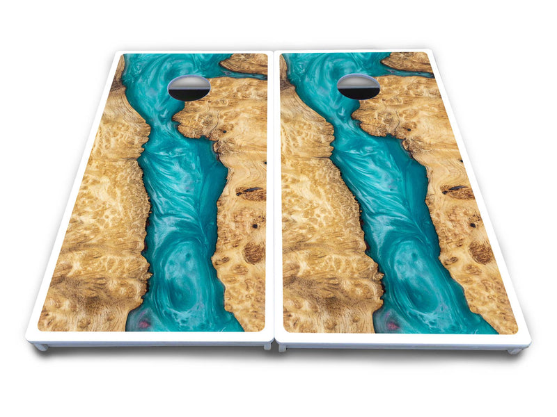 Waterproof - Epoxy Design Options (not actual epoxy) - All Weather Boards "Outdoor Solution" 18mm(3/4")Direct UV Printed - Regulation 2' by 4' Cornhole Boards (Set of 2 Boards) Double Thick Legs, with Leg Brace & Dual Support Braces!