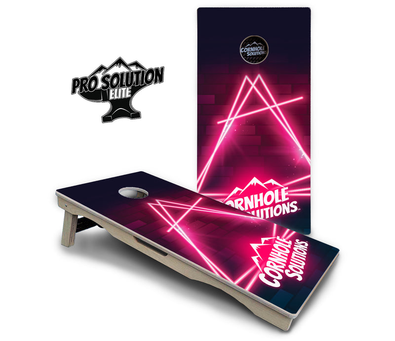 Pro Solution Elite - Neon Pink Target - Professional Tournament Cornhole Boards 3/4" Baltic Birch - Zero Bounce Zero Movement Vertical Interlocking Braces for Extra Weight & Stability +Double Thick Legs +Airmail Blocker