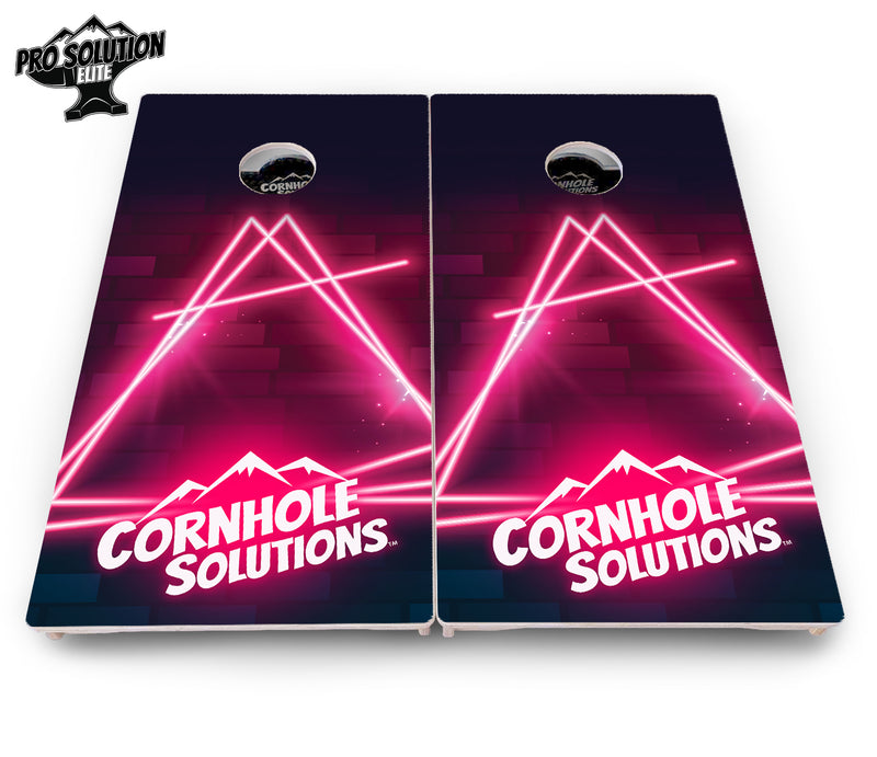 Pro Solution Elite - Neon Pink Target - Professional Tournament Cornhole Boards 3/4" Baltic Birch - Zero Bounce Zero Movement Vertical Interlocking Braces for Extra Weight & Stability +Double Thick Legs +Airmail Blocker