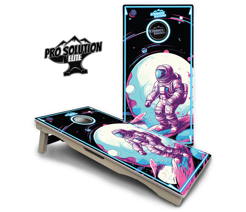 Pro Solution Elite - Spaceman Design - Professional Tournament Cornhole Boards 3/4" Baltic Birch - Zero Bounce Zero Movement Vertical Interlocking Braces for Extra Weight & Stability +Double Thick Legs +Airmail Blocker