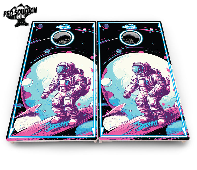 Pro Solution Elite - Spaceman Design - Professional Tournament Cornhole Boards 3/4" Baltic Birch - Zero Bounce Zero Movement Vertical Interlocking Braces for Extra Weight & Stability +Double Thick Legs +Airmail Blocker