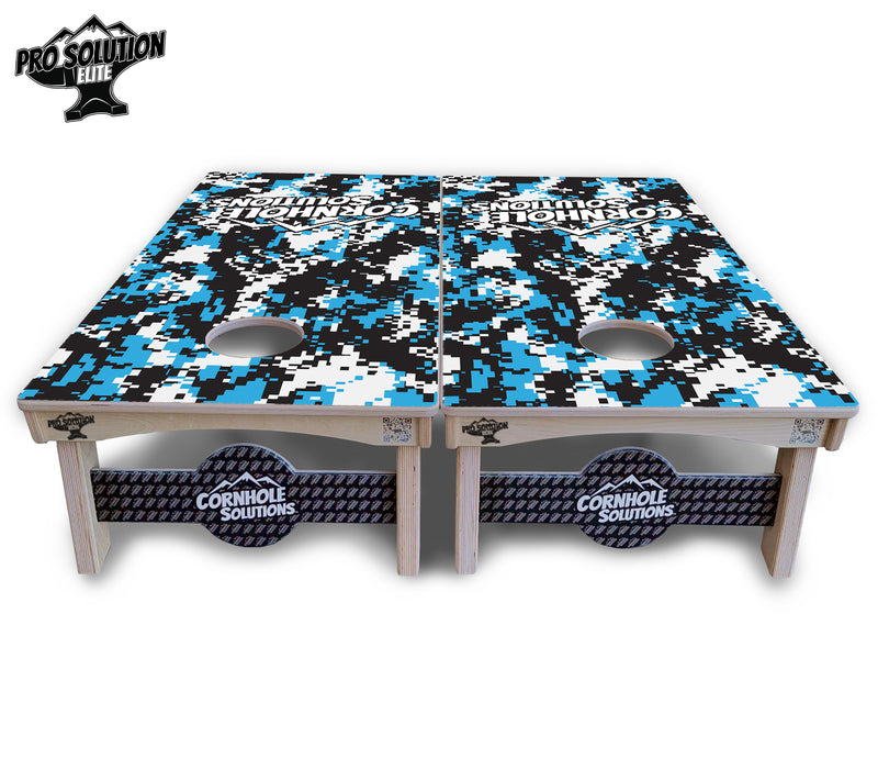 Pro Solution Elite - Digital Camo - Professional Tournament Cornhole Boards 3/4" Baltic Birch - Zero Bounce Zero Movement Vertical Interlocking Braces for Extra Weight & Stability +Double Thick Legs +Airmail Blocker