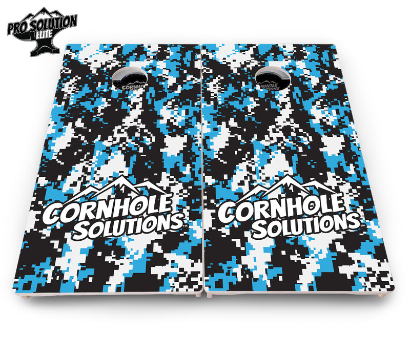 Pro Solution Elite - Digital Camo - Professional Tournament Cornhole Boards 3/4" Baltic Birch - Zero Bounce Zero Movement Vertical Interlocking Braces for Extra Weight & Stability +Double Thick Legs +Airmail Blocker