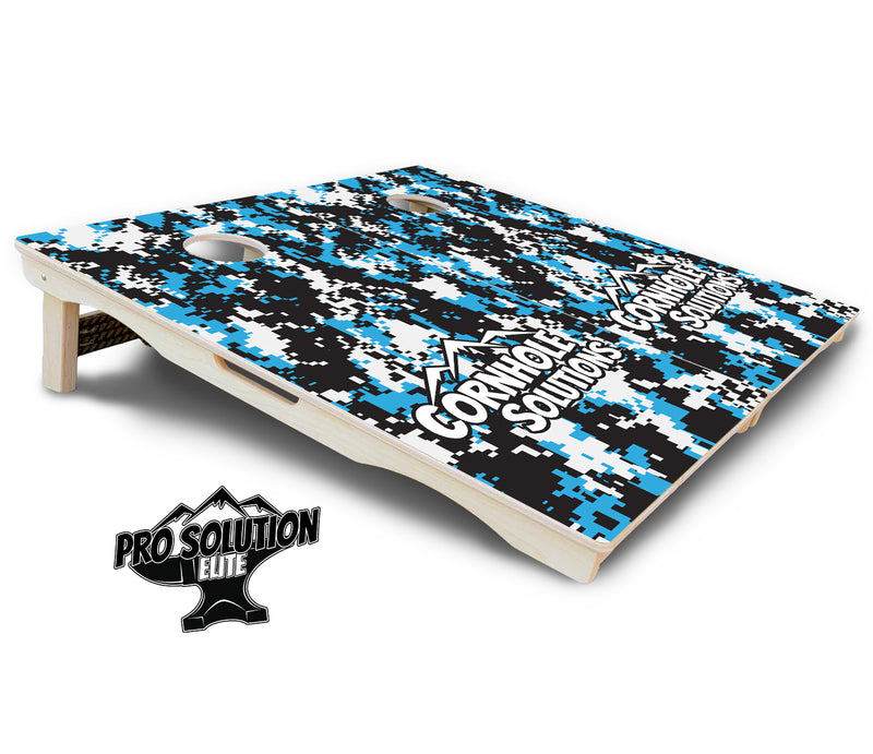 Pro Solution Elite - Digital Camo - Professional Tournament Cornhole Boards 3/4" Baltic Birch - Zero Bounce Zero Movement Vertical Interlocking Braces for Extra Weight & Stability +Double Thick Legs +Airmail Blocker