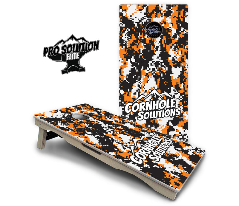 Pro Solution Elite - Digital Camo - Professional Tournament Cornhole Boards 3/4" Baltic Birch - Zero Bounce Zero Movement Vertical Interlocking Braces for Extra Weight & Stability +Double Thick Legs +Airmail Blocker