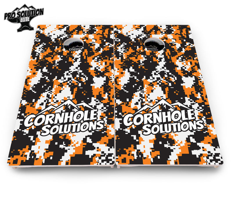 Pro Solution Elite - Digital Camo - Professional Tournament Cornhole Boards 3/4" Baltic Birch - Zero Bounce Zero Movement Vertical Interlocking Braces for Extra Weight & Stability +Double Thick Legs +Airmail Blocker