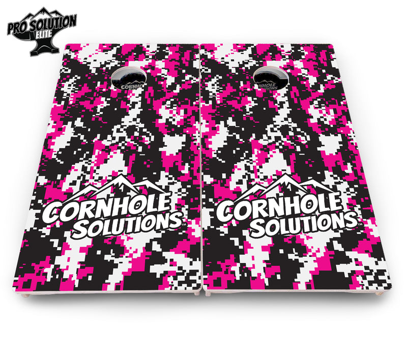 Pro Solution Elite - Digital Camo - Professional Tournament Cornhole Boards 3/4" Baltic Birch - Zero Bounce Zero Movement Vertical Interlocking Braces for Extra Weight & Stability +Double Thick Legs +Airmail Blocker